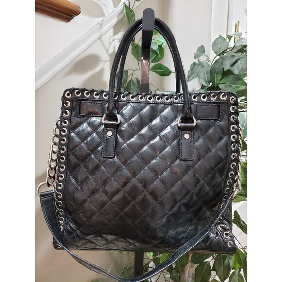 Michael Kors Black Women's Hamilton Quilted Leather Bags & Handbags - Picture 6 of 10